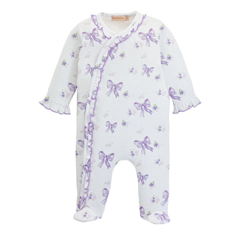 Baby Club Chic Lavender Bows Ruffle Footie