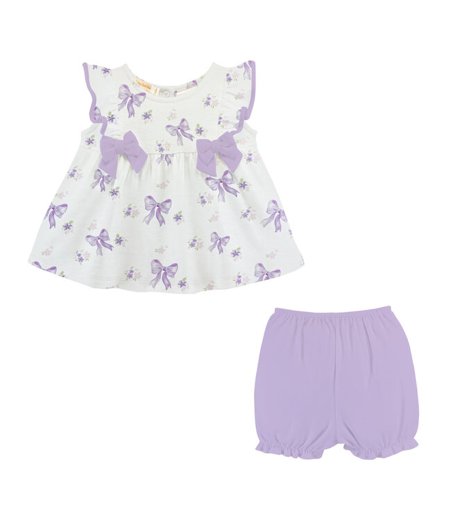 Lavender Bows Blouse & Short Set
