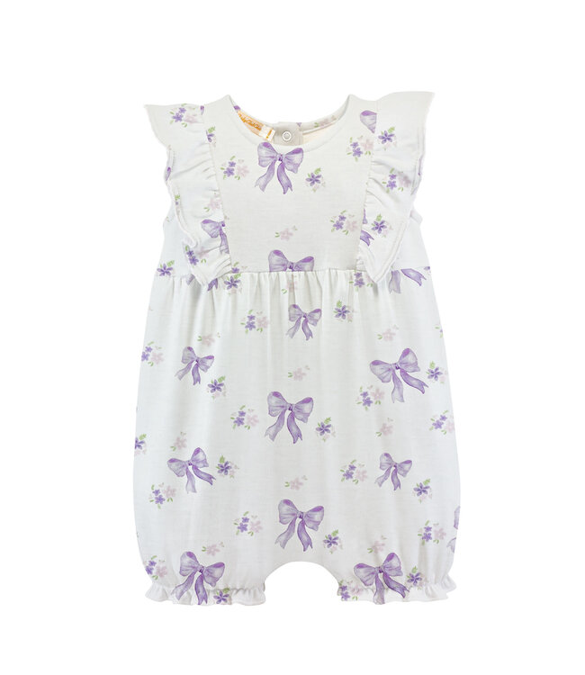 Lavender Bows Ruffle Romper