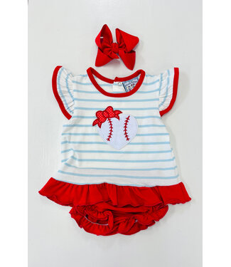 Three Sisters Baseball Girls Applique Bloomer Set