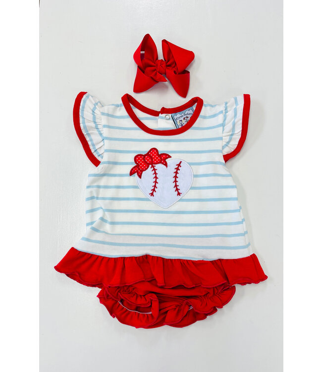 Baseball Girls Applique Bloomer Set