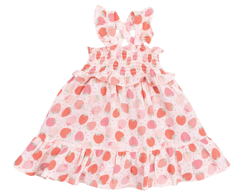Angel Dear Strawberry Bliss Smocked Sundress