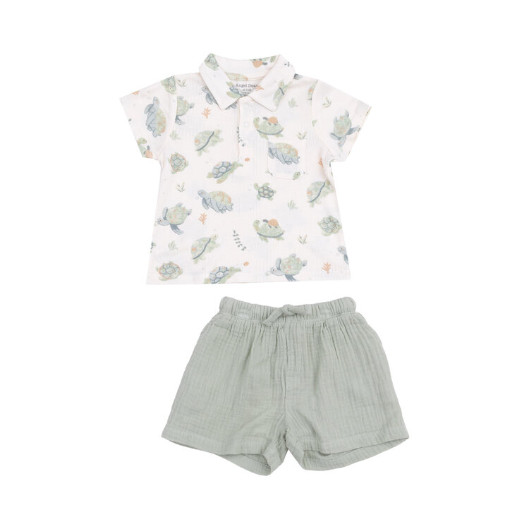 Angel Dear Sea Turtles Polo Shirt and Short Set