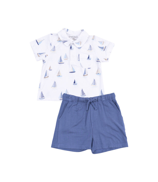 Sailboats Blue Polo Shirt/Short Set
