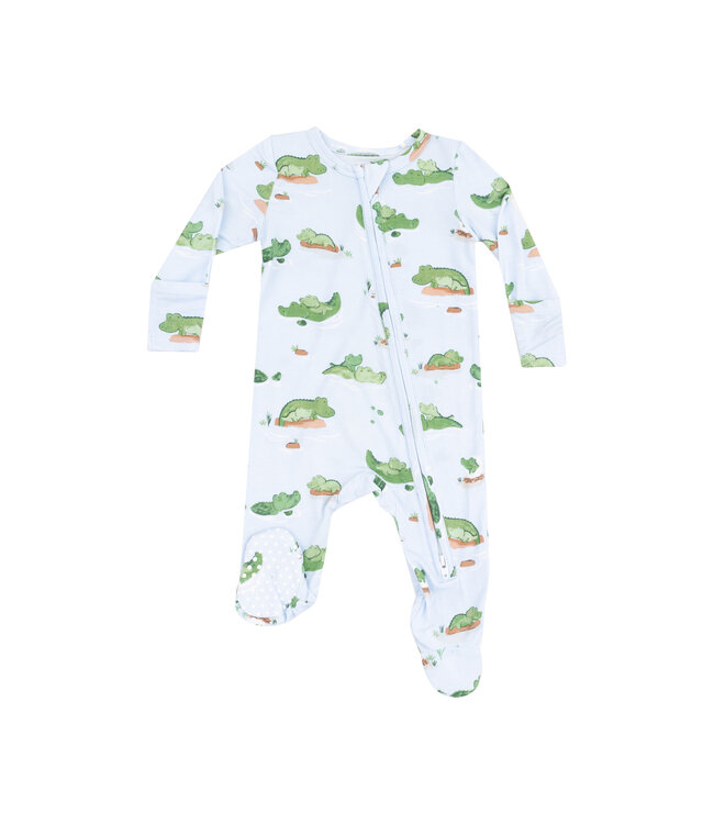 Alligator Blue Zipper Footie