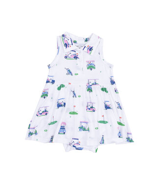 Angel Dear Vintage Golf Carts Pink Bodysuit Dress