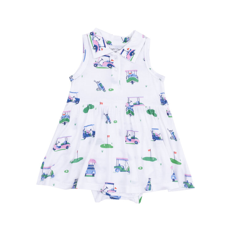 Angel Dear Vintage Golf Carts Pink Bodysuit Dress