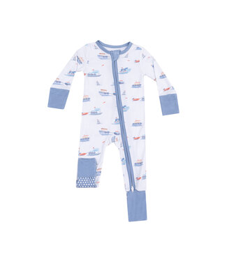 Angel Dear Bubbly Tugboats Zipper Romper