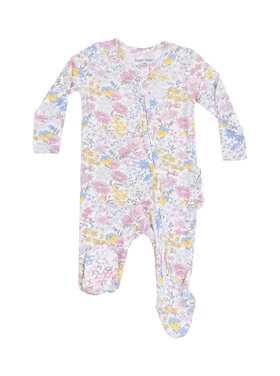 Angel Dear Viola Floral Ruffle Back Zipper Footie