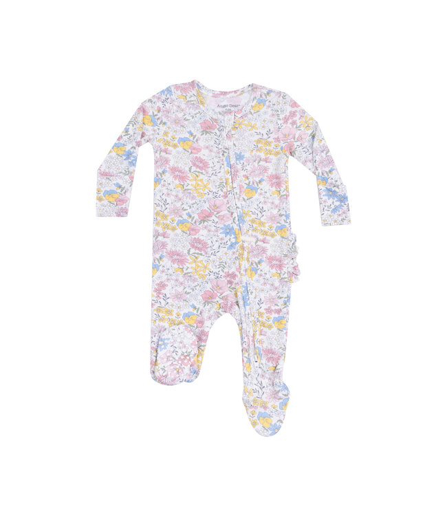 Viola Floral Ruffle Back Zipper Footie