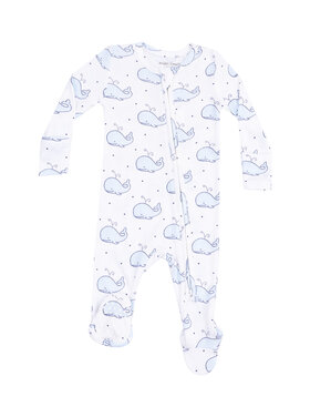 Angel Dear Bubbly Whale Blue Zipper Footie