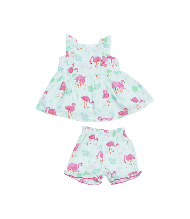 Flamingos Ruffle Tank and Short Set