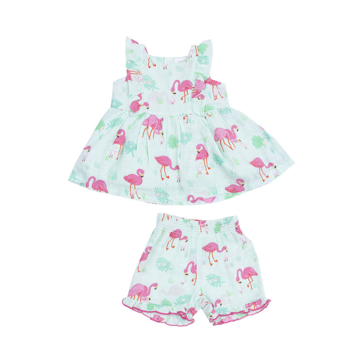 Angel Dear Flamingos Ruffle Tank and Short Set