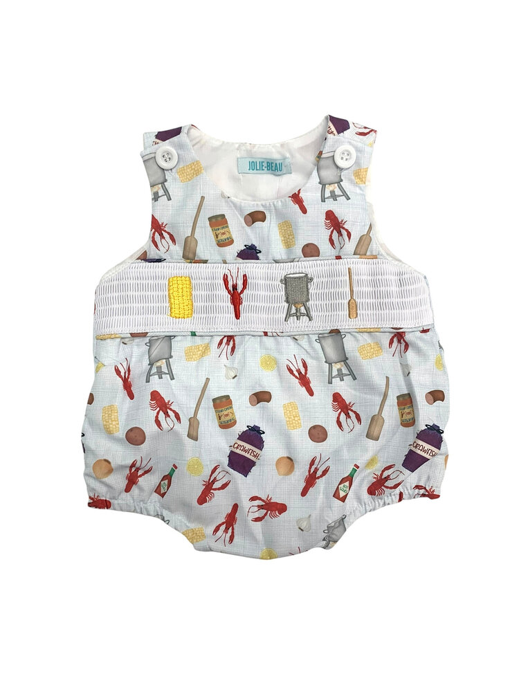 Jolie-Beau Crawfish Smocked Boy Bubble