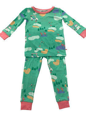 RuffleButts + RuggedButts Fairway Flamingo Long Sleeve Pajama Set