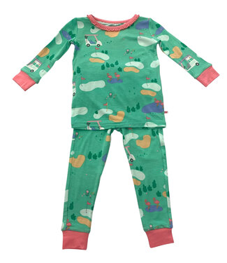 RuffleButts + RuggedButts Fairway Flamingo Long Sleeve Pajama Set