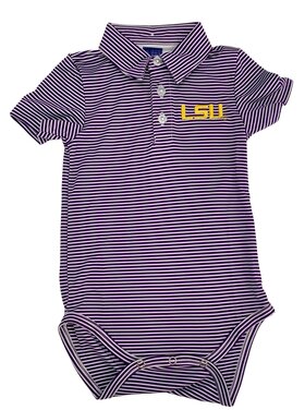 Vive Le Fete Stripe Polo LSU Tigers Onesie