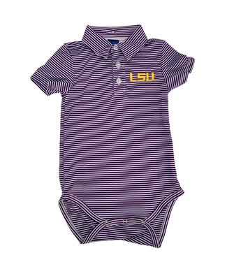 Vive Le Fete Stripe Polo LSU Tigers Onesie