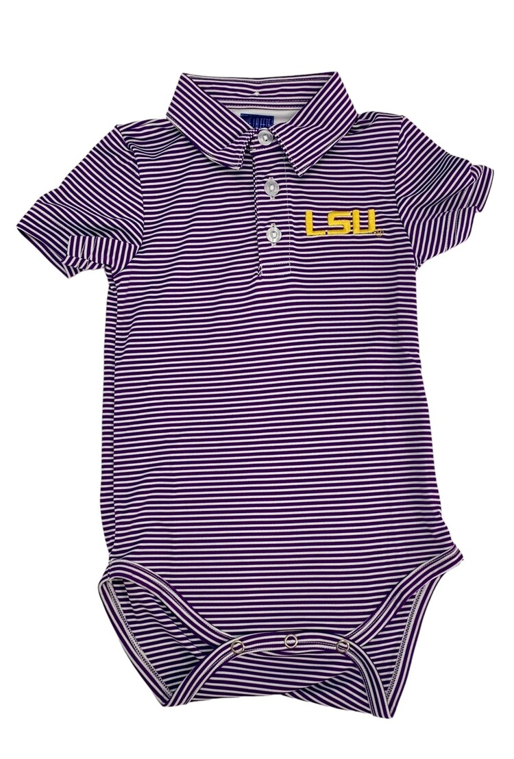 Vive Le Fete Stripe Polo LSU Tigers Onesie