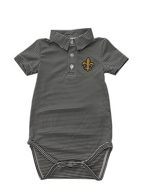 Vive Le Fete Stripe Polo Fleur de Lis Collared Onesie