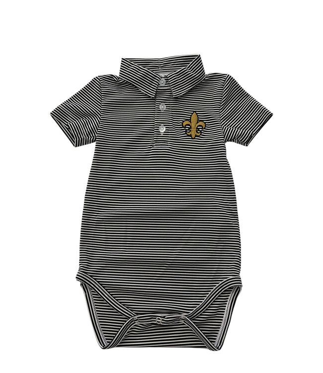 Stripe Polo Fleur de Lis Collared Onesie