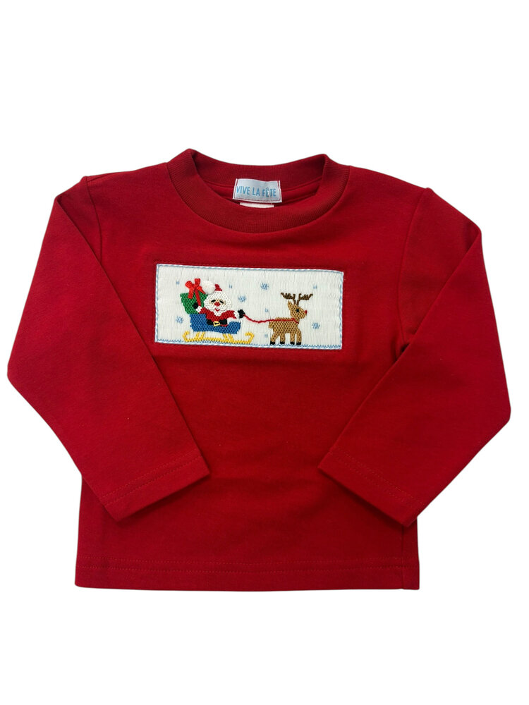 Vive Le Fete Santa Sleigh Smocked LS Shirt