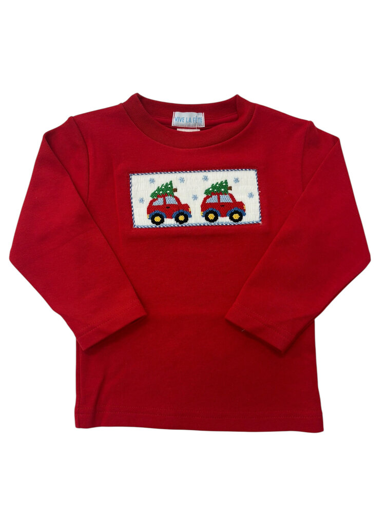 Vive Le Fete Christmas Car Smocked LS Shirt