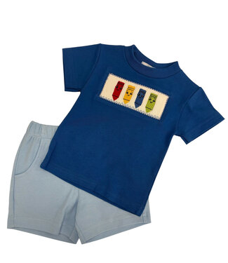 Vive Le Fete Crayons Smocked SS Shirt/Short Set