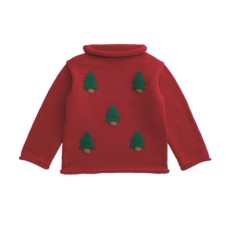 MudPie Crochet Tree Rollneck Sweater
