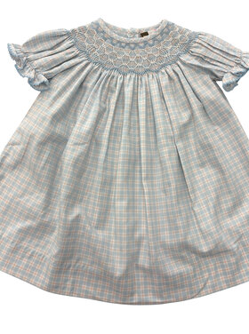 Banana Split Blue Plaid Geo Bishop Dress
