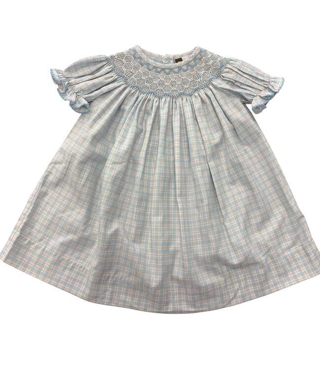 Blue Plaid Geo Bishop Dress