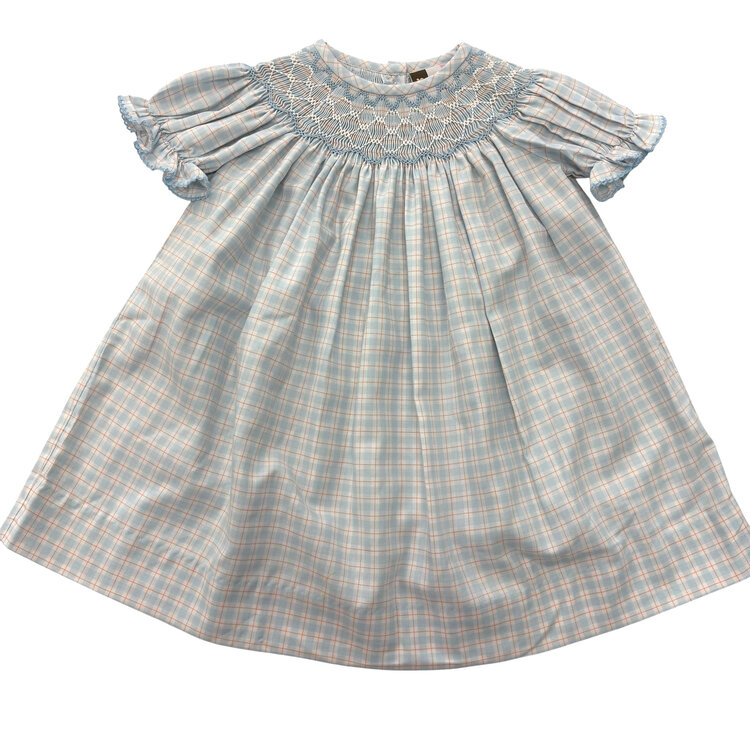 Banana Split Blue Plaid Geo Bishop Dress