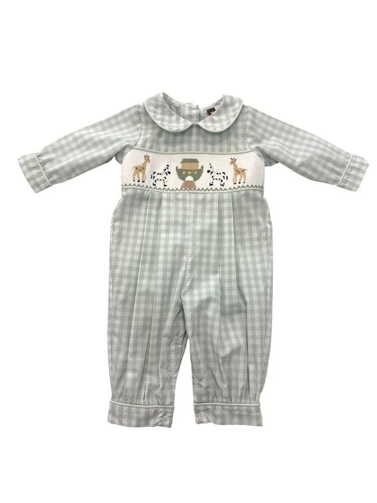 Banana Split Noah's Ark Smocked Romper