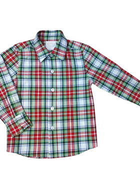 Whimsy Bay Christmas Plaid LS Button Down