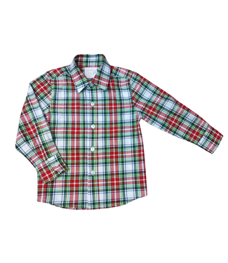 Whimsy Bay Christmas Plaid LS Button Down