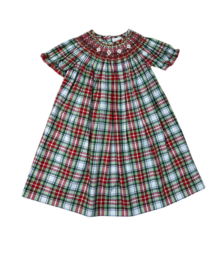 Whimsy Bay Christmas Plaid Smocked Bishop Dress