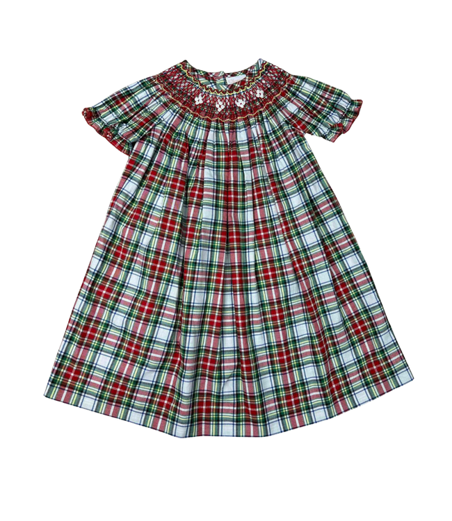 Christmas Plaid Smocked Bishop Dress