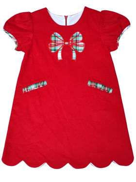 Whimsy Bay Christmas Plaid Claira Bow Dress