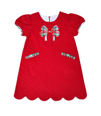 Whimsy Bay Christmas Plaid Claira Bow Dress