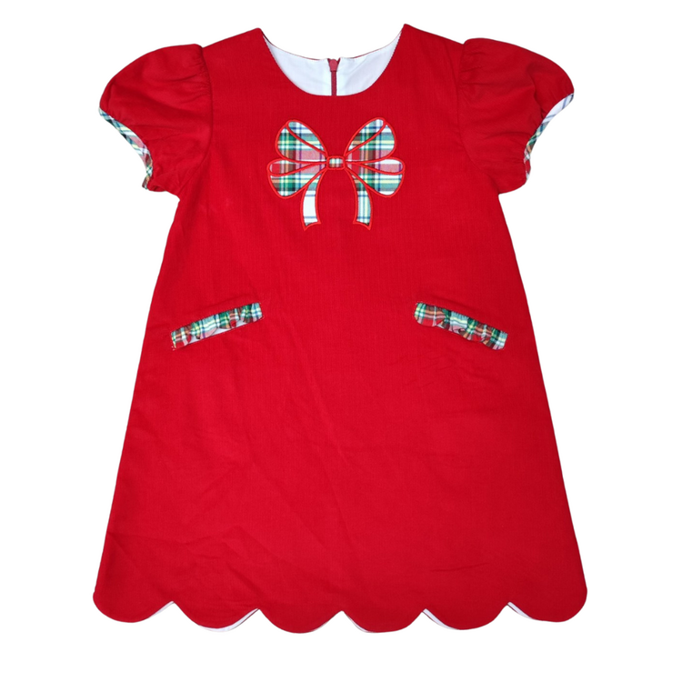 Whimsy Bay Christmas Plaid Claira Bow Dress