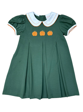 Whimsy Bay Pumpkin Pleats Collared Penny Dress
