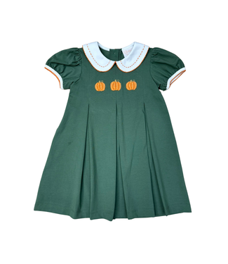 Whimsy Bay Pumpkin Pleats Collared Penny Dress