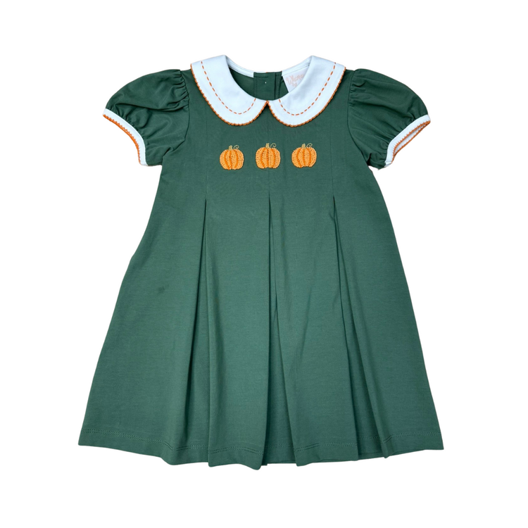 Whimsy Bay Pumpkin Pleats Collared Penny Dress