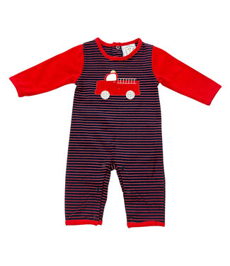 Three Sisters Firetruck Applique Boys Romper