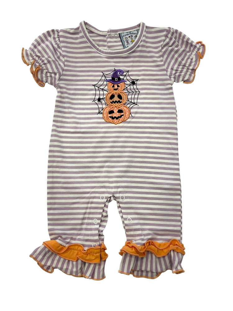 Three Sisters Jack O'Lantern Girls Romper