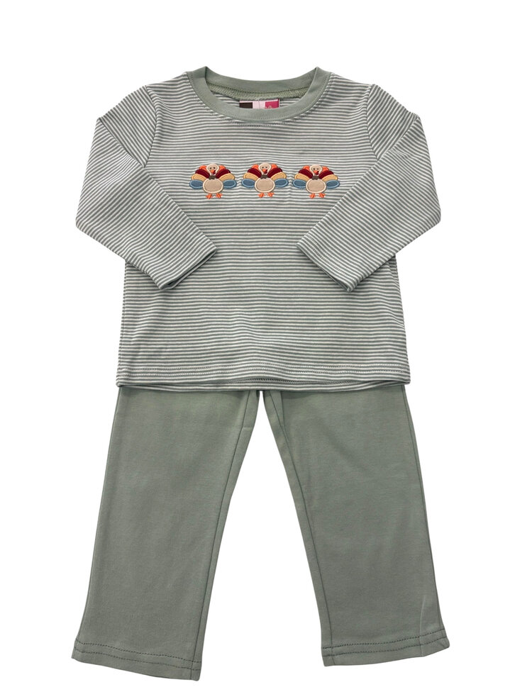 Banana Split Turkey Applique Boys Pant Set