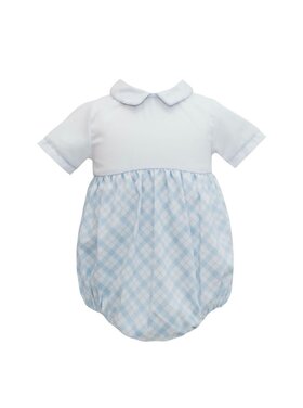 Krewe Blue Plaid Boys Collared Bubble