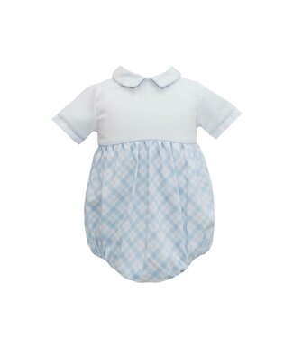 Krewe Blue Plaid Boys Collared Bubble