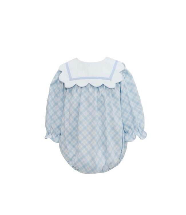 Blue Plaid Scallop Collar Bubble