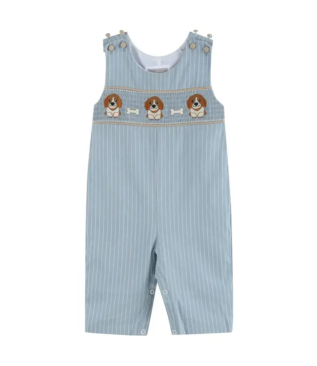 Light Blue Smocked Puppy Overalls